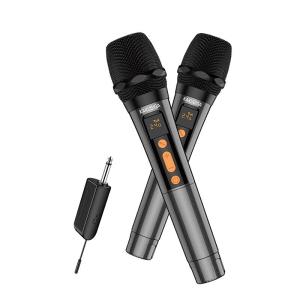 Dual Wireless Microphone Set with USB Receiver – Rechargeable Karaoke & PA Microphones
