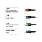 Kakusiga Fast Charging Data Cable Nylon Braided USB With 4 In 1 (1 Type C, 1 Micro And 2 Lightning Connector)